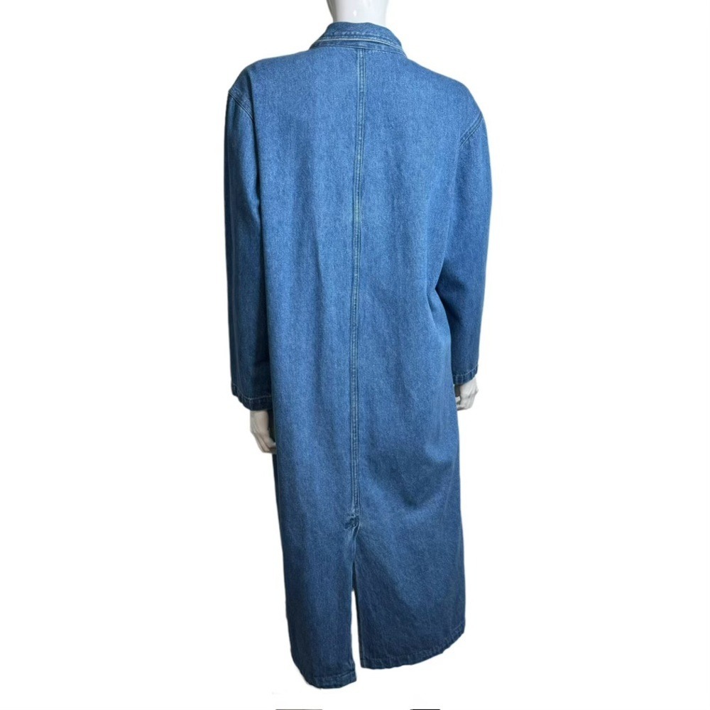 Blue J. Vintage Denim Duster Coat Maxi Trench Jacket Large - Picture 4 of 5
